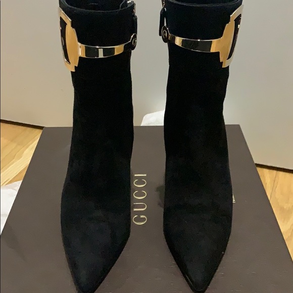 Gucci Black Rooney Horsebit Ankle Suede Boots - Picture 2 of 8